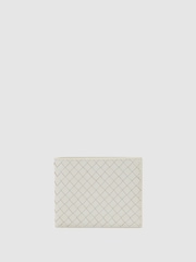 Reiss Off White Quincy Leather Woven Billfold Wallet - Image 1 of 3