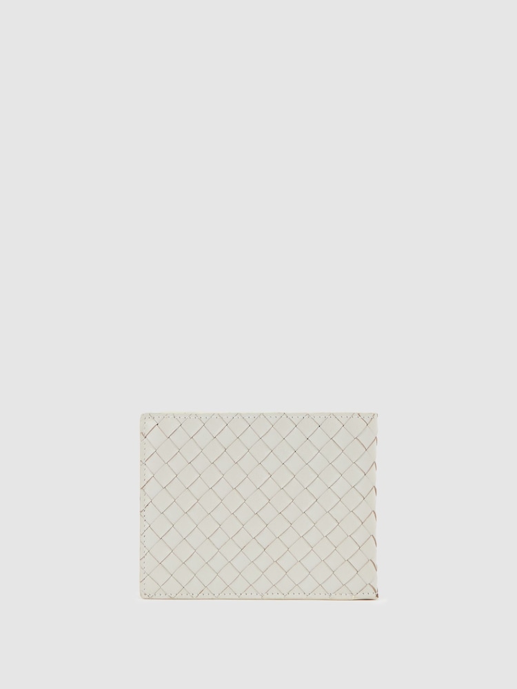Reiss Off White Quincy Leather Woven Billfold Wallet - Image 2 of 3 Reiss Off White Quincy Leather Woven Billfold Wallet - Image 2 of 3