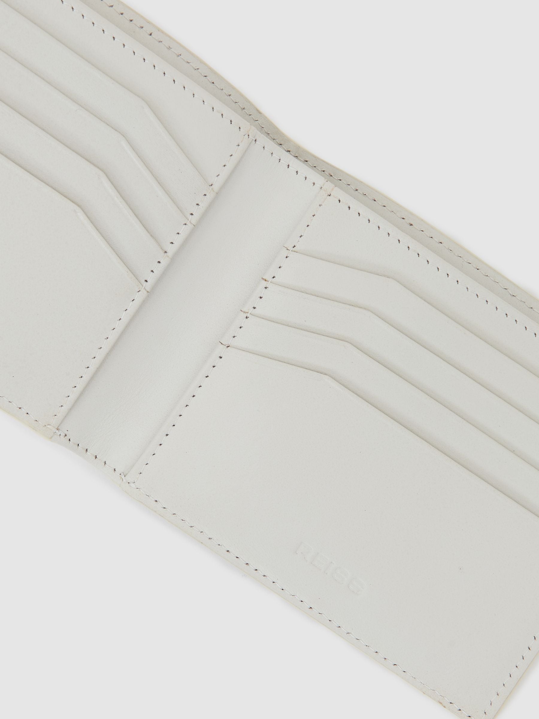 Buy Reiss Off White Quincy Leather Woven Billfold Wallet from Next USA