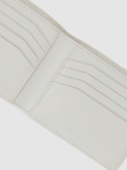 Reiss Off White Quincy Leather Woven Billfold Wallet - Image 3 of 3
