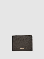 Reiss Dark Brown Hilton Leather Bi-Fold Cardholder - Image 1 of 3