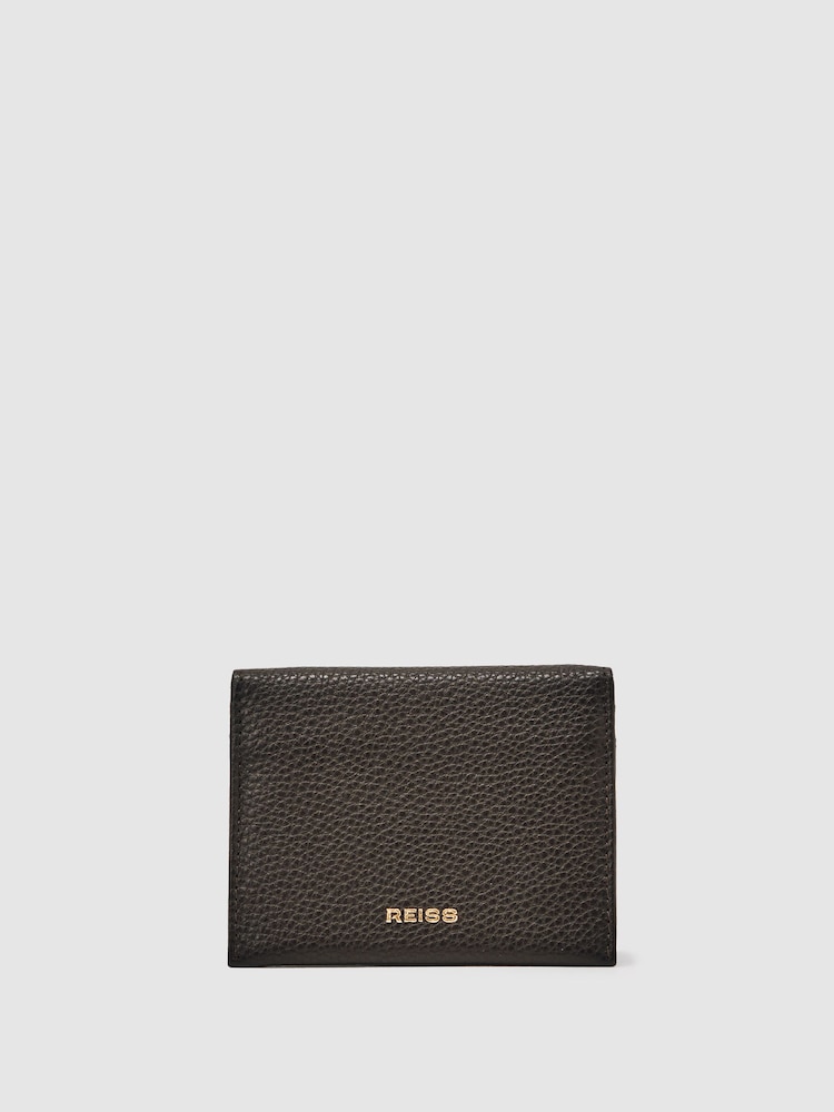 Reiss Dark Brown Hilton Leather Bi-Fold Cardholder - Image 1 of 3 Reiss Dark Brown Hilton Leather Bi-Fold Cardholder - Image 1 of 3
