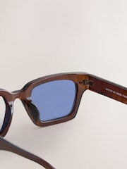 Blue Lens Brown Rectangular Sunglasses - Image 3 of 3