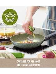 Prestige 5 Piece Green Eco Non Stick Induction Cookware 16 18 20cm Saucepans And 20cm 24cm Frypan Set - Image 4 of 10