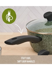 Prestige 5 Piece Green Eco Non Stick Induction Cookware 16 18 20cm Saucepans And 20cm 24cm Frypan Set - Image 7 of 10