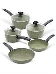 Prestige 5 Piece Green Eco Non Stick Induction Cookware 16 18 20cm Saucepans And 20cm 24cm Frypan Set - Image 9 of 10