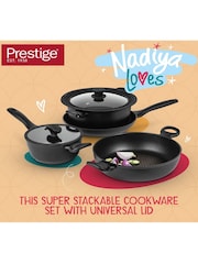 Prestige Set of 4 Black Nadiya Non Stick Cookware Set - Image 2 of 9