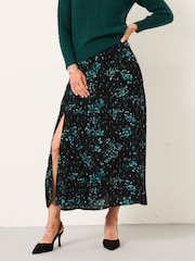 FatFace Skye Black Winter Meadow Midi Skirt - Image 1 of 6