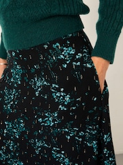 FatFace Skye Black Winter Meadow Midi Skirt - Image 5 of 6