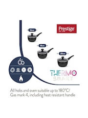 Prestige 3 Piece Black Thermosmart Induction Saucepan Set With Toughened Glass Lids - Image 2 of 6