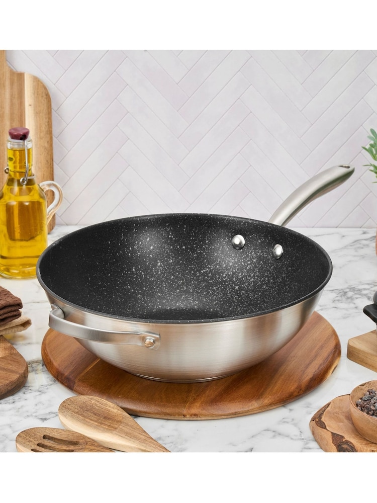 Prestige Silver Scratch Guard 29cm Stainless Steel Stirfry Pan - Image 1 of 5