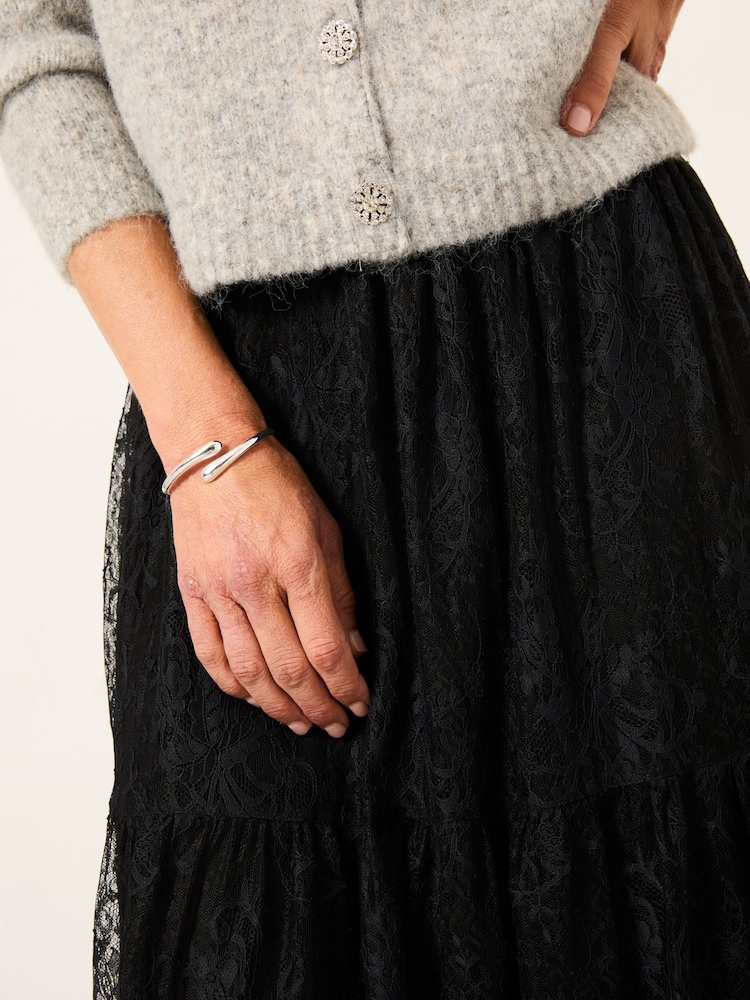 jupe midi femme grande taille a taille elastiquee avec boutons brun