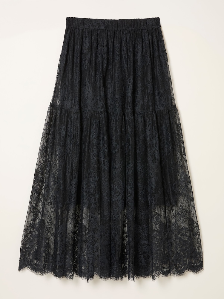 FatFace Annie Black Lace Midi Skirt - Image 5 of 5