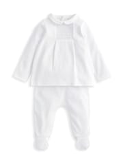 Mamas & Papas 100% Cotton Pintuck White Outfit Set - Image 1 of 4