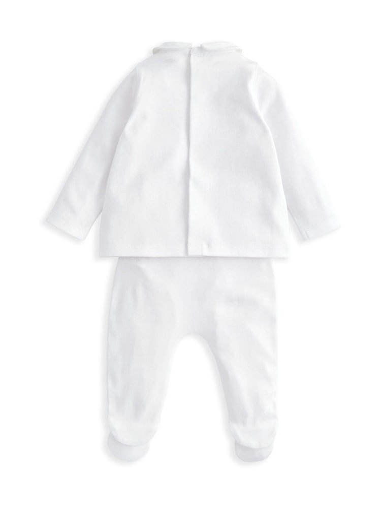 Mamas & Papas 100% Cotton Pintuck White Outfit Set - Image 2 of 4