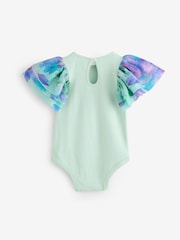 Angel & Rocket Green Lois Mint Floral Tutu And Frill Sleeve Bodysuit Set - Image 4 of 7