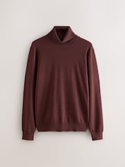 Brown Regular Fit Cotton Rich Roll Neck Jumper - Image 1 of 3