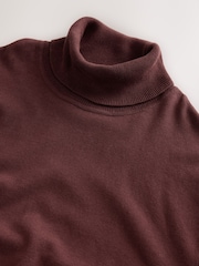 Brown Regular Fit Cotton Rich Roll Neck Jumper - Image 2 of 3