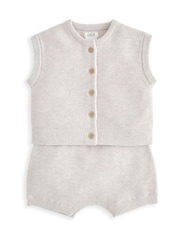 Mamas & Papas 100% Cotton Grey Top & Shorts Set - Image 1 of 4