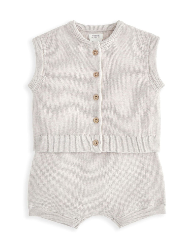 Mamas & Papas 100% Cotton Grey Top & Shorts Set - Image 1 of 4