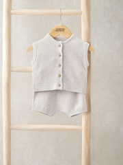 Mamas & Papas 100% Cotton Grey Top & Shorts Set - Image 4 of 4