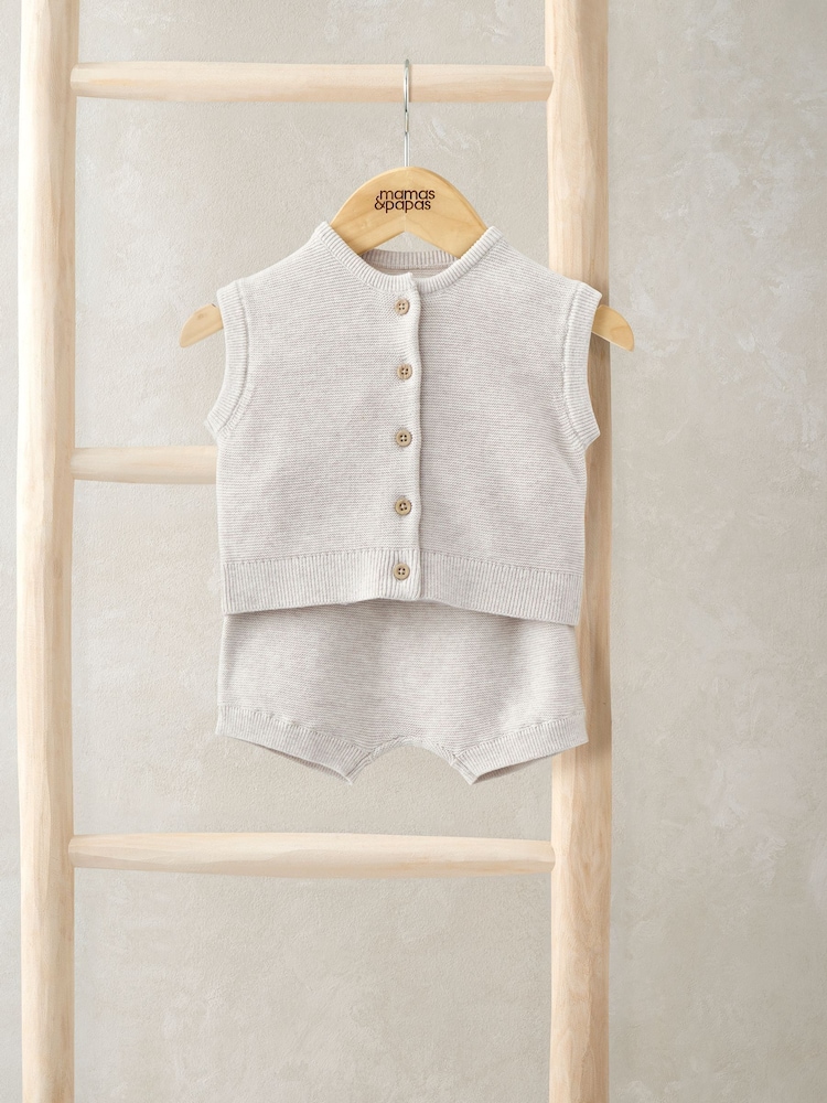 Mamas & Papas 100% Cotton Grey Top & Shorts Set - Image 4 of 4