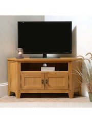 Cotswold Company Rustic Oak Oakland Corner TV Unit - Image 1 of 6
