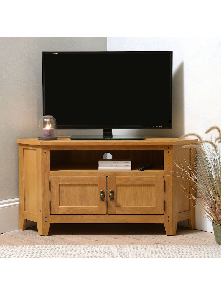 Cotswold Company Rustic Oak Oakland Corner TV Unit - Image 1 of 6