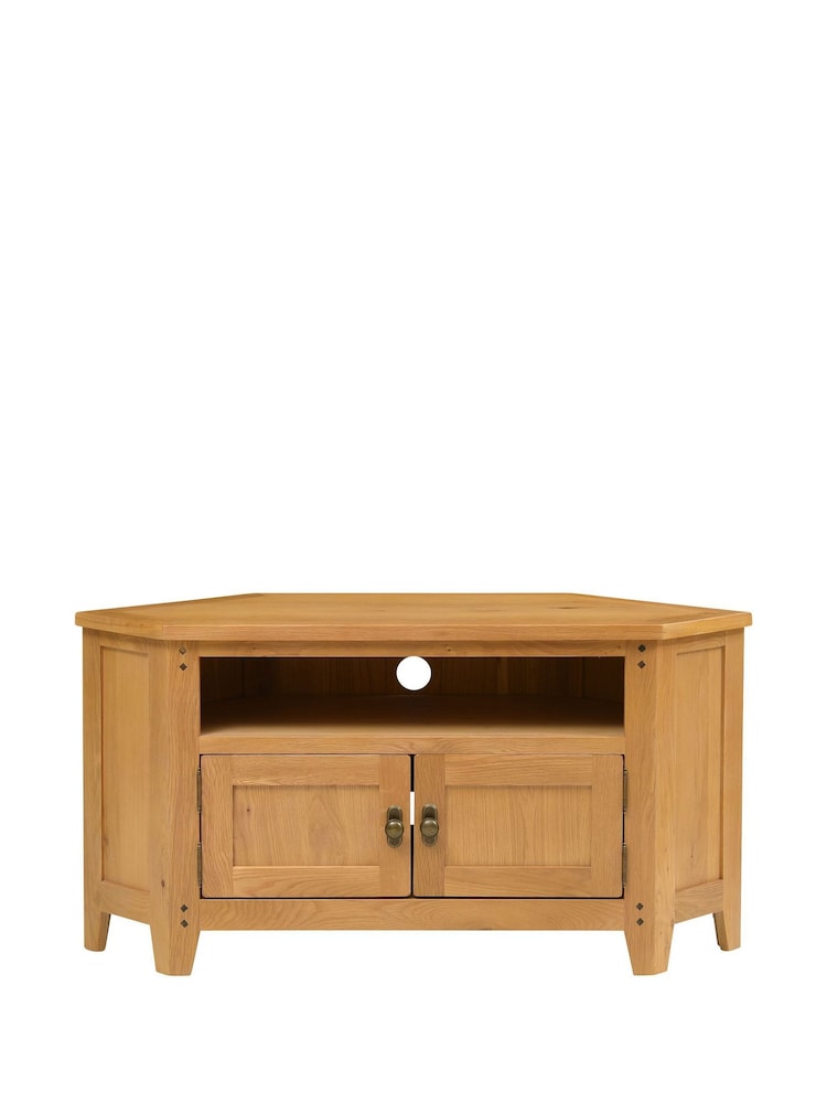 Cotswold Company Rustic Oak Oakland Corner TV Unit - Image 2 of 6