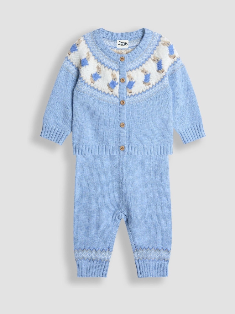 JoJo Maman Bébé Fairisle Knit Cardigan & Bottom Set - Bild 1 von 6