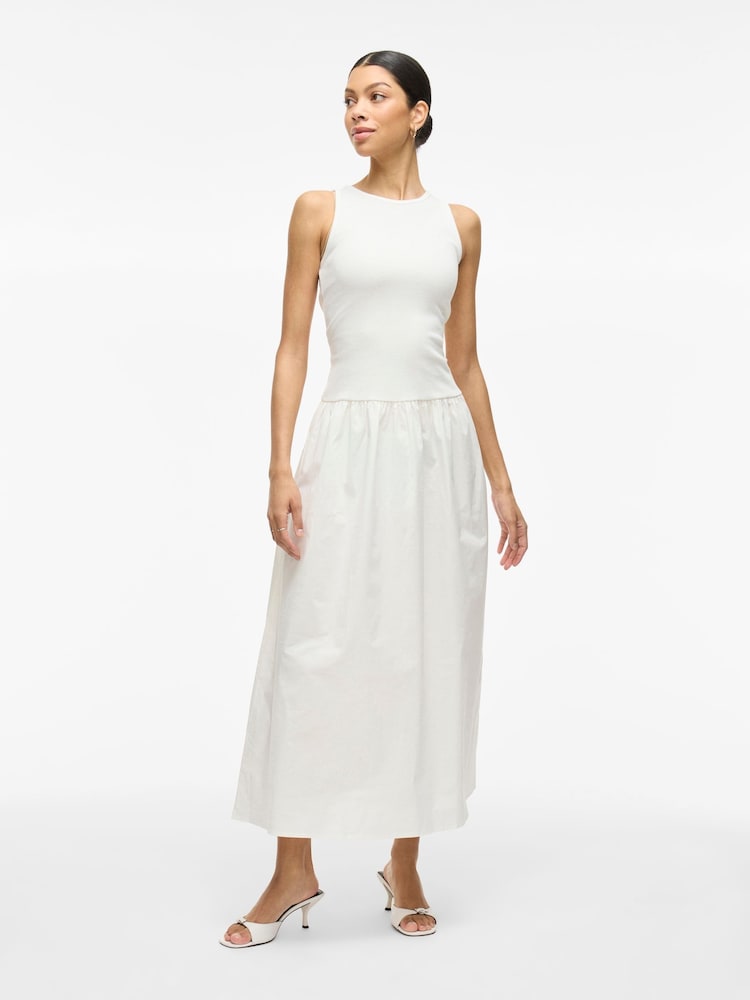 VILA White Drop Waist Sleeveless Balloon Maxi Dress - Image 1 of 4