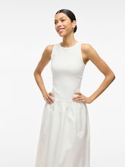 VILA White Drop Waist Sleeveless Balloon Maxi Dress - Image 3 of 4