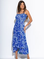 Pour Moi Blue Strapless Asymmetric Tiered Woven Maxi Dress - Image 2 of 4