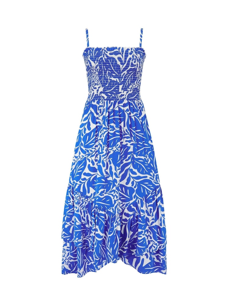 Pour Moi Blue Strapless Asymmetric Tiered Woven Maxi Dress - Image 3 of 4