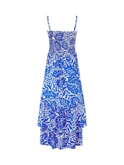 Pour Moi Blue Strapless Asymmetric Tiered Woven Maxi Dress - Image 4 of 4