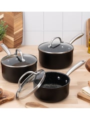Prestige 3 Piece Black Scratch Guard Saucepan Set - Image 1 of 9