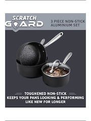 Prestige 3 Piece Black Scratch Guard Saucepan Set - Image 2 of 9