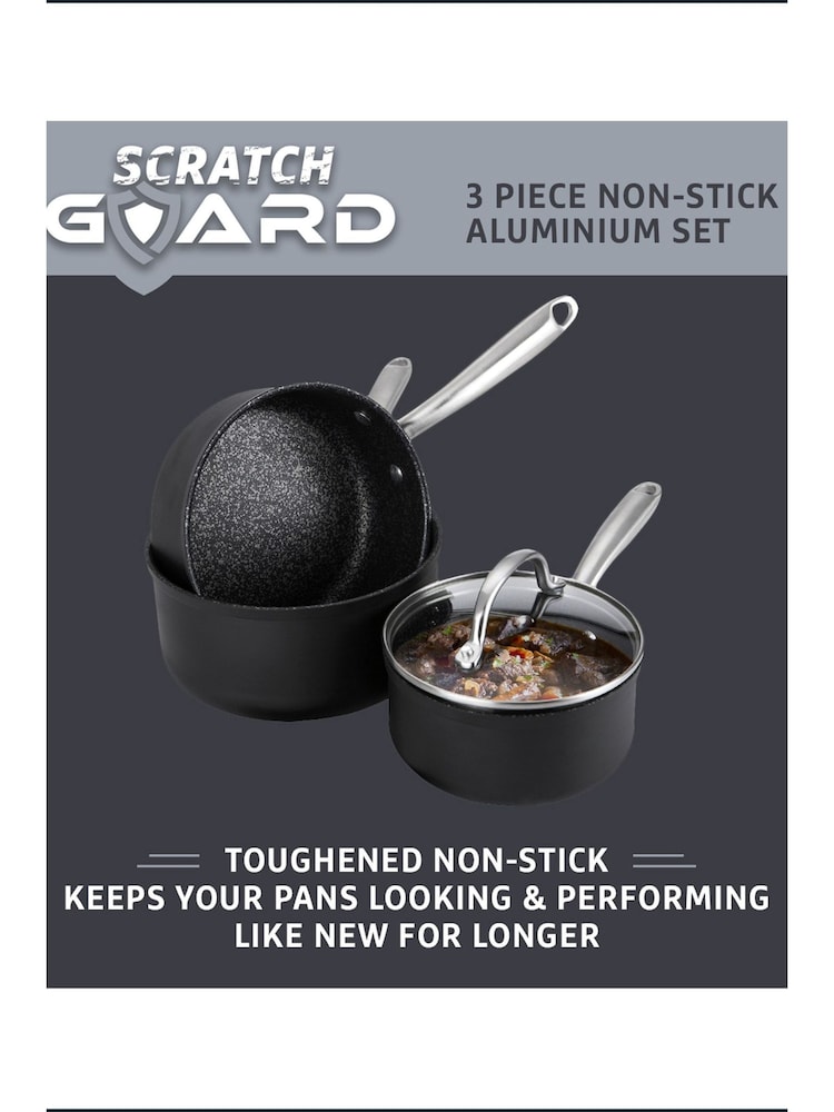 Prestige 3 Piece Black Scratch Guard Saucepan Set - Image 2 of 9
