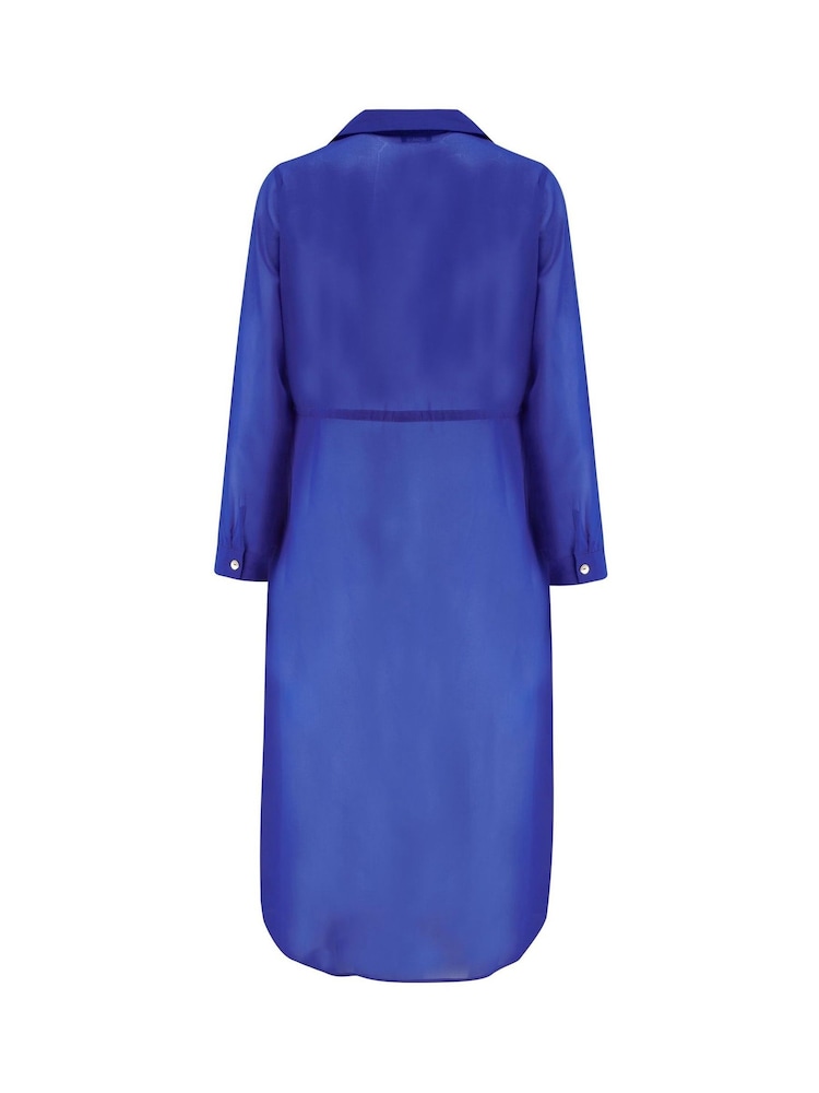 Pour Moi Blue Chiffon Maxi Beach Shirt - Image 5 of 5