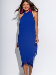 Pour Moi Navy Blue Fringe Trim Crinkle Woven Multiway Sarong - Image 2 of 4