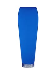 Pour Moi Navy Blue Fringe Trim Crinkle Woven Multiway Sarong - Image 4 of 4