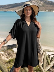Pour Moi Black V-Neck Collared Beach Kaftan - Image 1 of 4