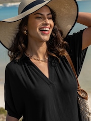 Pour Moi Black V-Neck Collared Beach Kaftan - Image 2 of 4