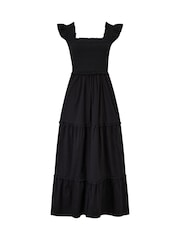 Pour Moi Black Lucy 100% Cotton Poplin Tiered Maxi Dress - Image 3 of 4