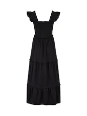 Pour Moi Black Lucy 100% Cotton Poplin Tiered Maxi Dress - Image 4 of 4