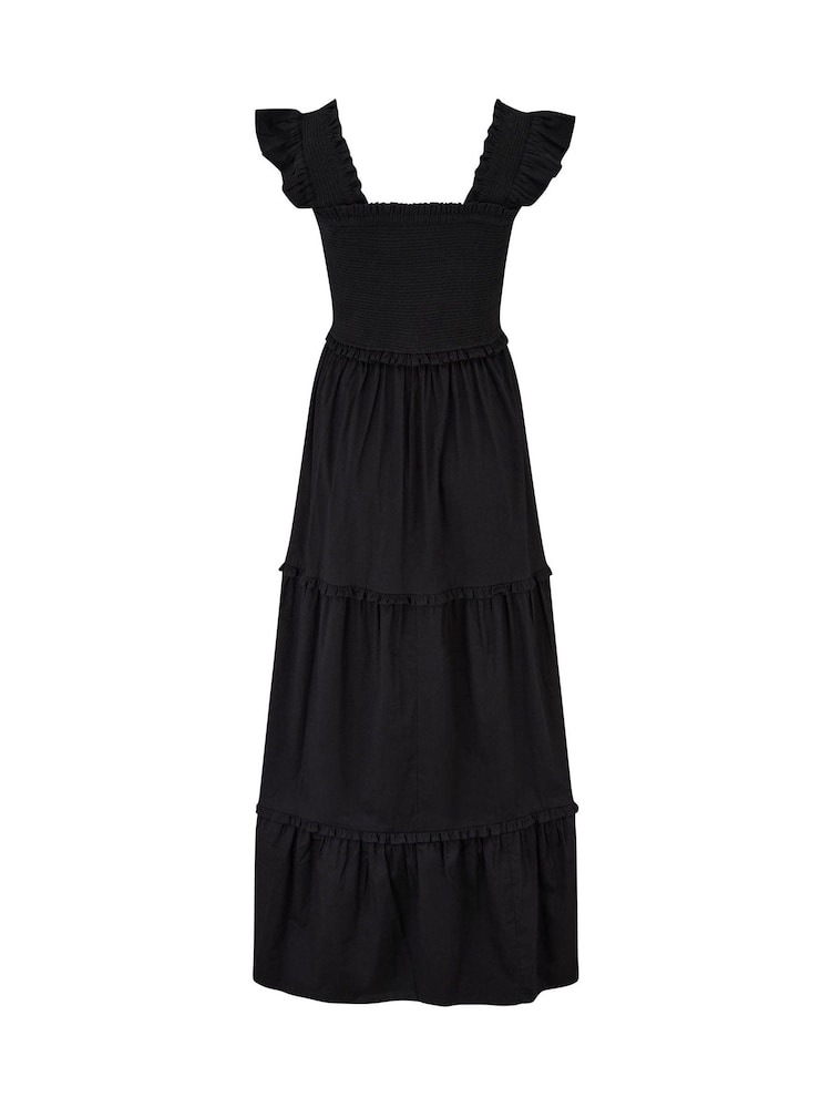 Pour Moi Black Lucy 100% Cotton Poplin Tiered Maxi Dress - Image 4 of 4