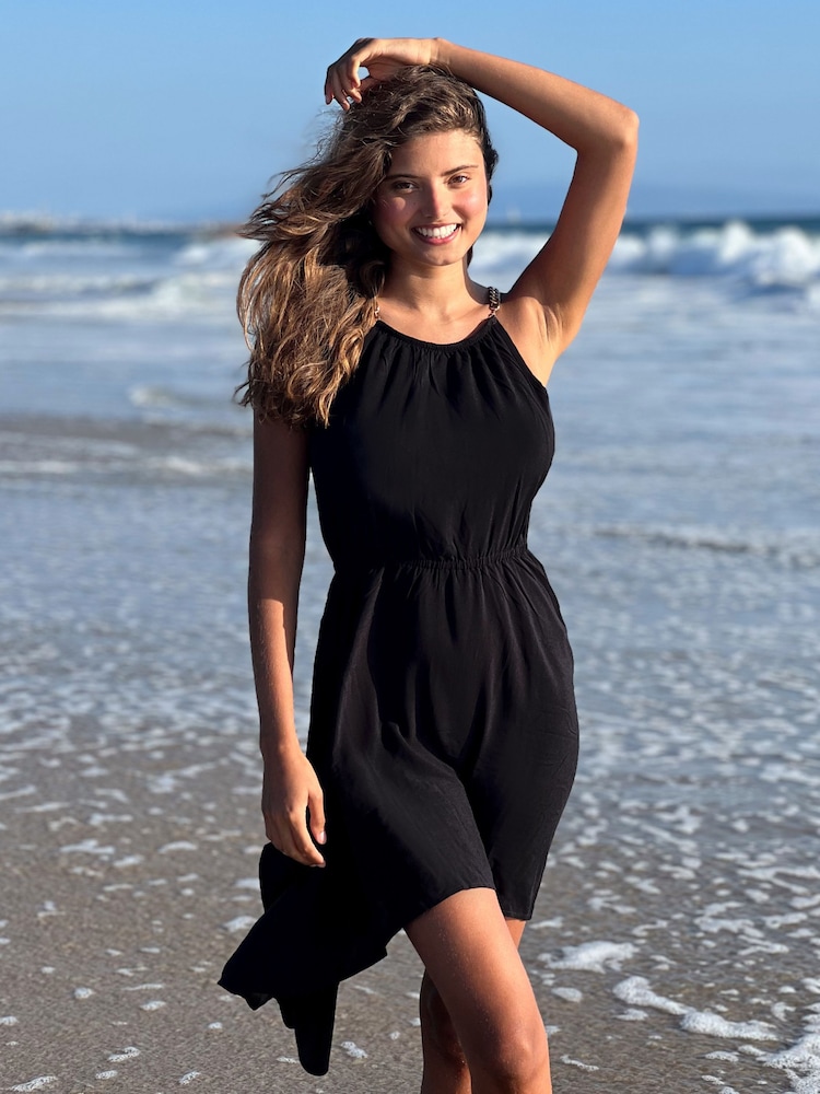 črna - Pour Moi zlata (barva); zlato Chain visoki ovratnik; z visokim ovratnikom Woven Beach obleka - Slika 2 iz 4 črna - Pour Moi zlata (barva); zlato Chain visoki ovratnik; z visokim ovratnikom Woven Beach obleka - Slika 2 iz 4