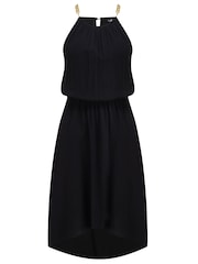 Pour Moi Black Gold Chain High Neck Woven Beach Dress - Image 3 of 4