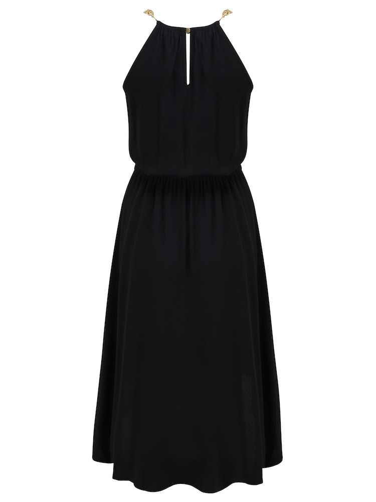 Pour Moi Black Gold Chain High Neck Woven Beach Dress - Image 4 of 4