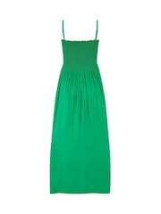 Pour Moi Green Strapless Shirred Bodice Woven Maxi Beach Dress - Image 4 of 4
